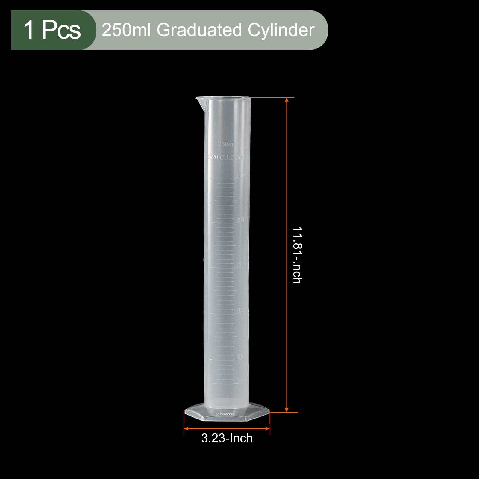 Przezroczysta kolba miarowa z podziałką, Plastikowy cylinder miarowy z podziałką 250 ml do nauki i majsterkowania