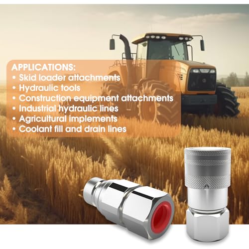 Image of Skid Steer Hydraulic Couplers 1 /2 inch NPT Flat Face With Dust Caps, Non-Spill,ISO16028, 1 /2 inch Body Harden Steel Construction with Zinc Plating