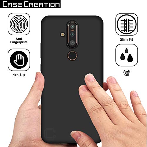 Image of Case Creation Compatible with Nokia X71 2019 Back case, Nokia X71 Slim Flexible Smart Look case with 360 Camera All Angle Protection (Pure Black)