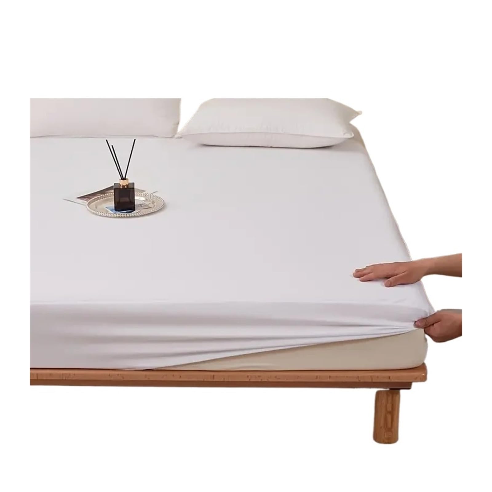 ZIHDKE 1pc Soft And Breathable Waterproof Fitted Sheet For Bedroom Deep Pocket Mattress Cover for Tatami(White,120x200cm)