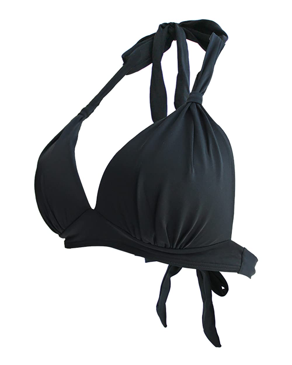 Viloree Essentials Costume da Bagno Bikini con Allacciatura al Collo e Supporto Leggero Donna Nero-3 S