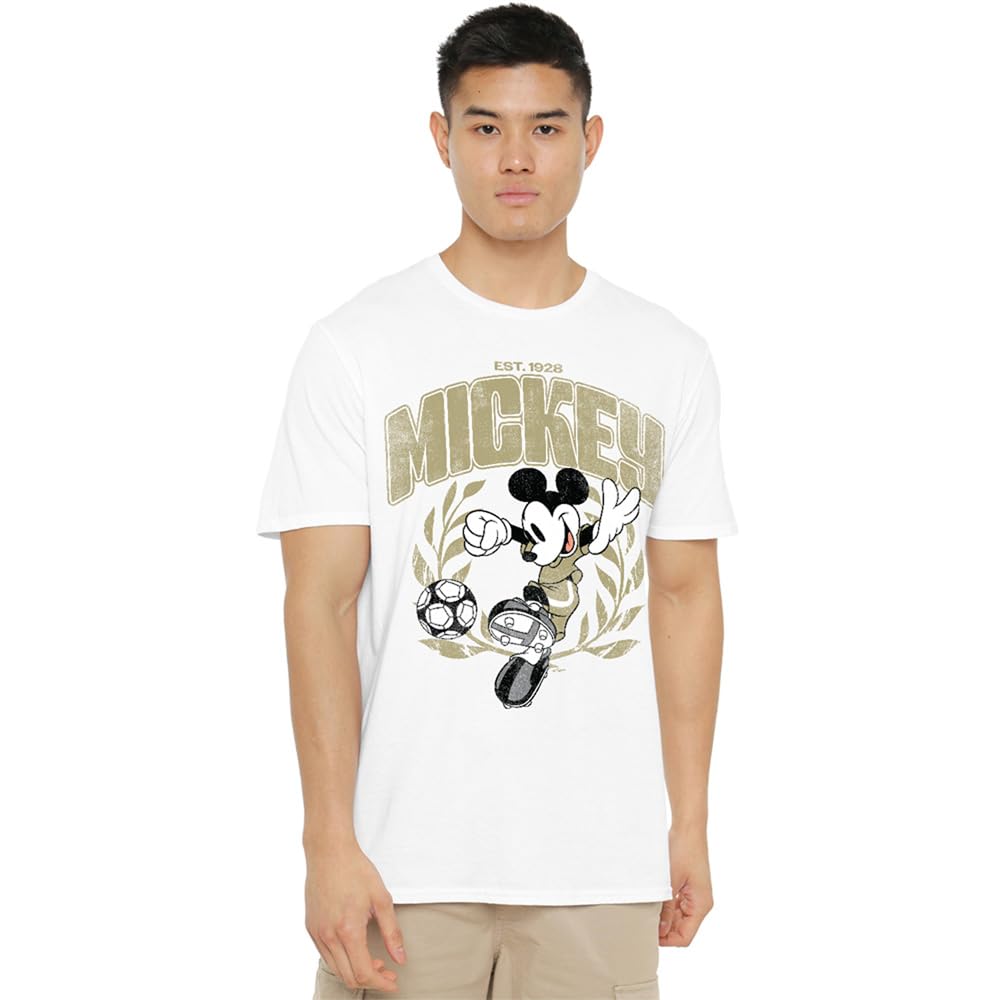 Disney Mickey Mouse Laurel Football Unisex T Shirt, White, XX-Large