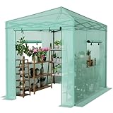 Greesum 8x6 FT Portable Pop-up Greenhouse with Center Lock, PE Cover, Zippered...