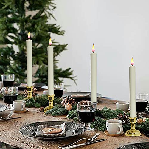 Image of Wondise Flameless Window Candles with Remote & Timer Christmas Decoration, 11 Inches Battery Operated 3D Wick with Purple Yellow Light, 6 Pack Gold Plastic Holder and Suction Cups Included