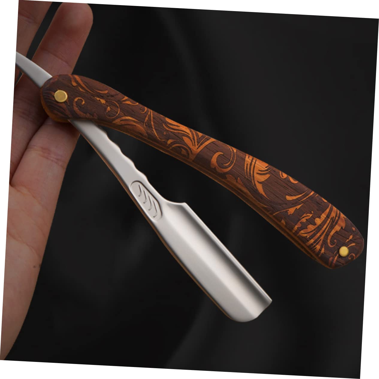 PLAFOPE Rasoio Professionale a Mano in Acciaio Inossidabile e Legno, Design Sicuro, Stile Vintage, per Barba, Uso Domestico e Parrucchiere