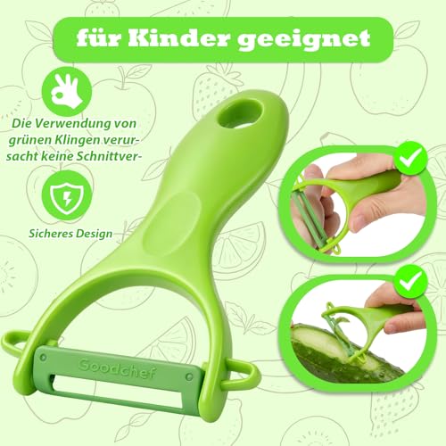 Goodchef Kindermesser, Kinder Schälermesser 8 teiligs, Sicher für Kinder ab 2 Jahren,Enthält drei schnittfeste Ersatzklingen und eignet sich für die frühkindliche Förderung und das geistige Training. 5