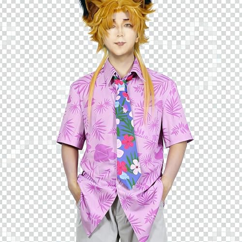 OURCOSPLAY Printed T-Shirt and Purple Tie Nick Wilde Cosplay Costume (Large)