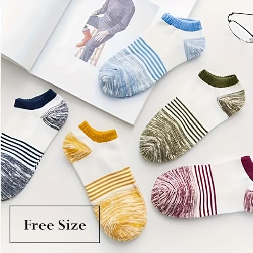 Image of MOMISY Men's Premium Cotton Cushion Ankle length Socks, (Multicolor) Pack of 5 (Free Size)