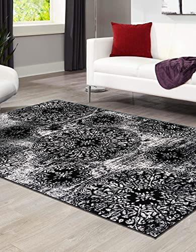 Unique Loom Sofia Collection Area Rug - Grand (9' X 12' Rectangle, Black/ Ivory) #TOP2
