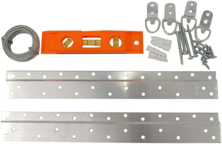 Tech Team #736 Picture & Mirror Z-Bar Hanger – 12” Aluminum French Cleat Z-Clip Hanging System with Bubble Level – Heavy-Duty Pair Holds 25–100 lbs, Complete Wall Mount Kit with Hardware