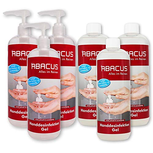 ABACUS® Handdesinfektion Gel, Desinfektionsgel, Handdesinfektion, Desinfektion, Desinfektiongel, Gel in Spenderflasche, Schnelldesinfektion â Handdesinfektion Gel 6x 1000 ml (sku-7555)