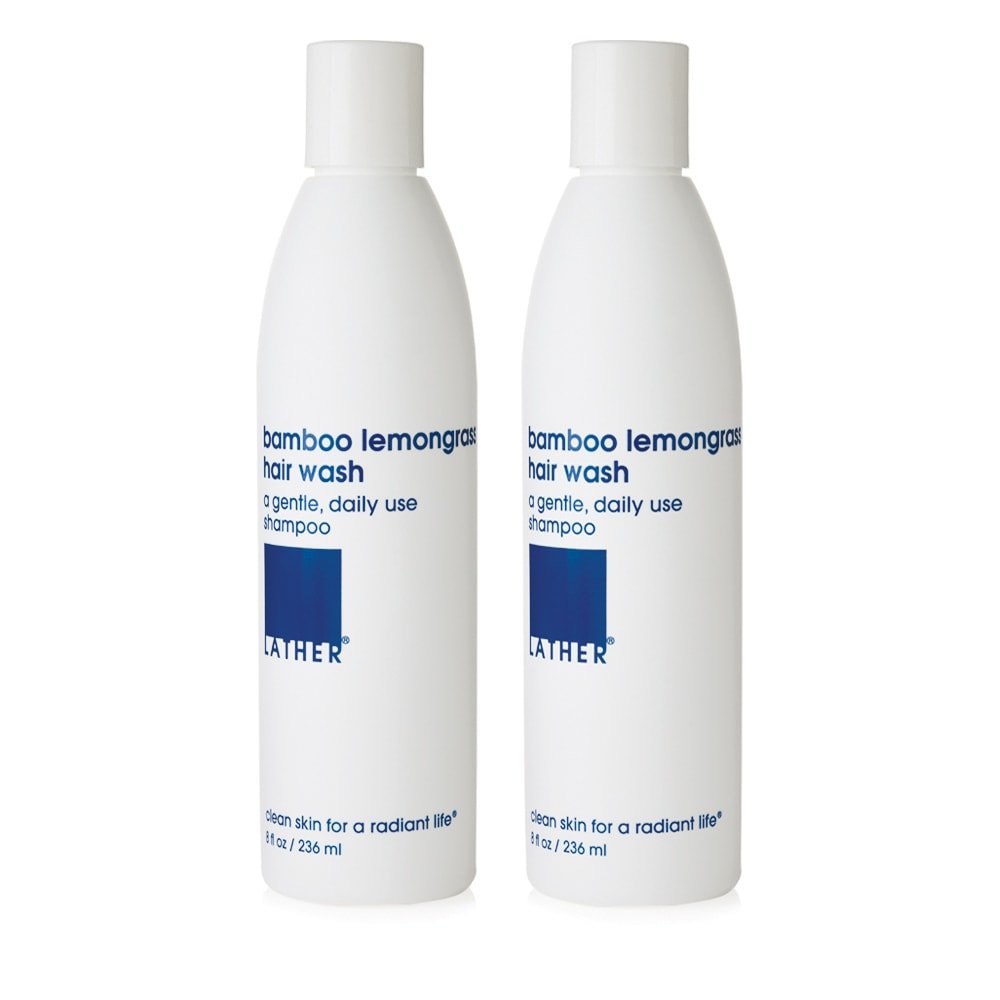 LATHERBamboo Lemongrass Shampoo - Lightweight & Non-Greasy Hair Wash Formula - Gentle Moisturizing Shampoo for All Hair Types - Sulfate Free - 8 Fl Oz Bottles (Pack Of 2)