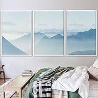3 Piece Framed Canvas Wall Art Blue Sunset Canvas Prints Home Artwork Decoration for Living Room,Bedroom - 16