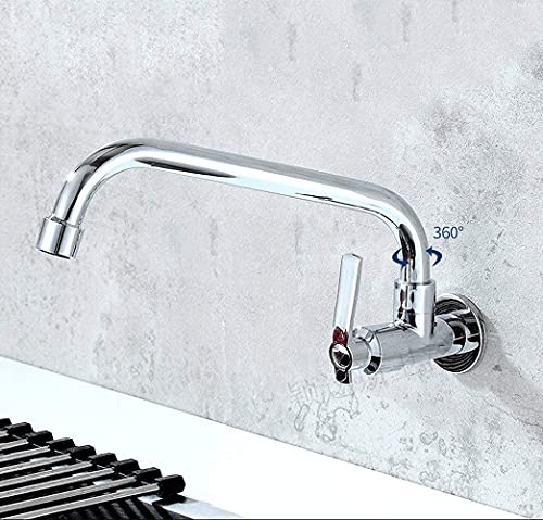 Robinet de Cuisine Mural Pliant Eau Froide Monotrou avec Bras Oscillant
