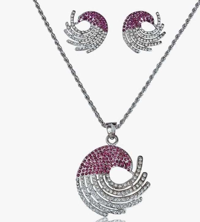 Indian Bollywood contemporary stylish Designer Jewelry Pendant Set In colorful Gold And Silver Tone For Women.