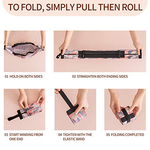 Large tote bag Foldable Beach Bag Weekender Bag for women Travel Shopping Bags Grocery Bags Travel Duffel Bag Ripstop Waterproof Nylon Reusable Shopping Bags Machine Washable Gift(Pink camouflage)