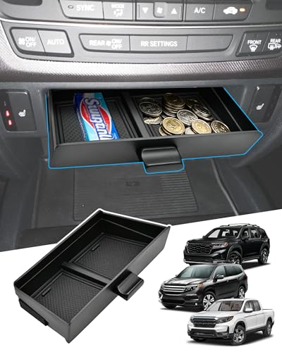 JJMY Center Console Organizer Tray for Honda Pilot 2016-2022/ Ridgeline 2017-2026/ Passport 2019-2025 Drawer Storage Box Insert Hidden Cubby Organizer Only Fit Models with Cubby