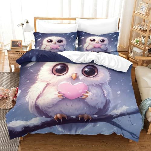 Housse de couette chouette cœur pour déco famille 260x220 - 3