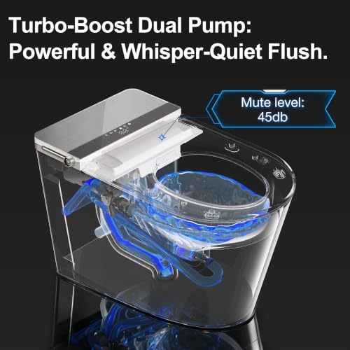 Smart Toilet, inodoro inteligente todo en uno sin límite de presión de agua, secado de alta velocidad, esterilización UV y escudo de espuma, 27" x 15.35" x 17.24" miniatura 7