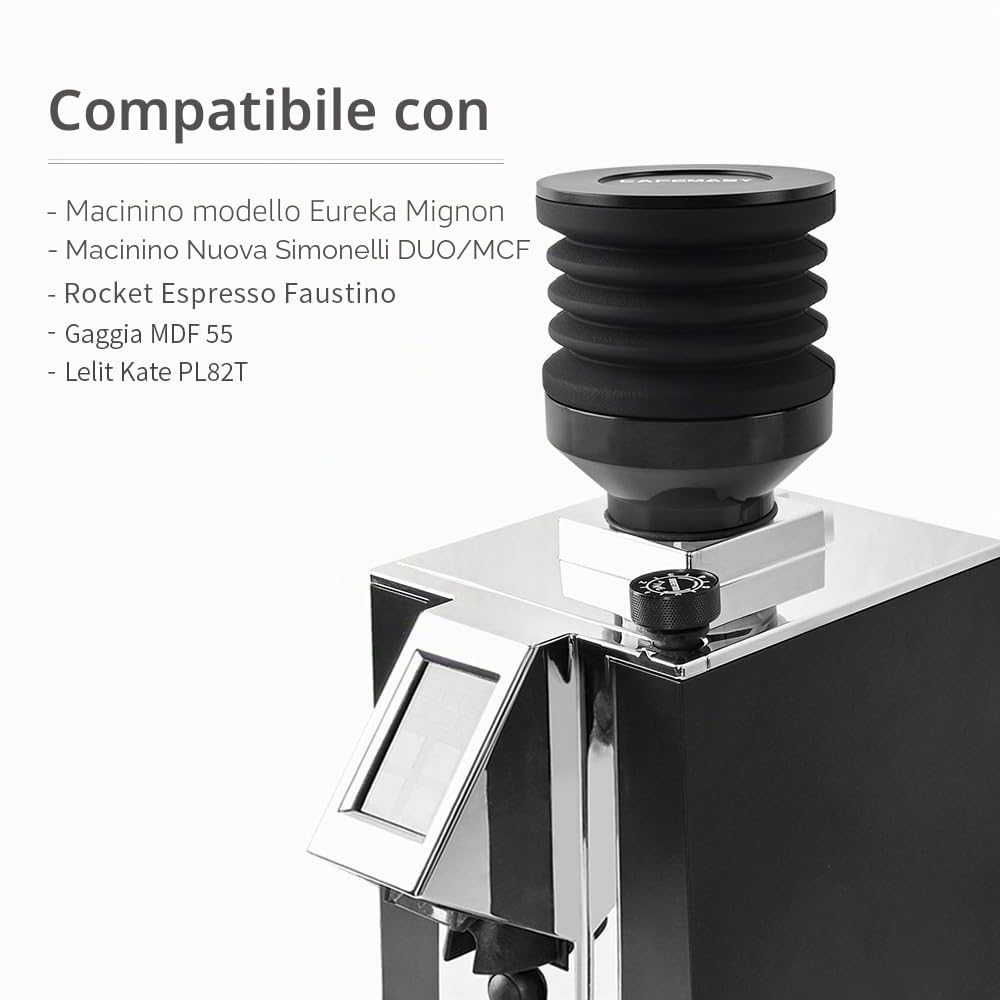 Macinacaffè Tramoggia monodose per smerigliatrice Eureka Mignon 2 in 1 Funzione Macinacaffè Accessori Tramoggia Pressione manuale Soffietto in silicone per pulire e raccogliere i fondi del caffè