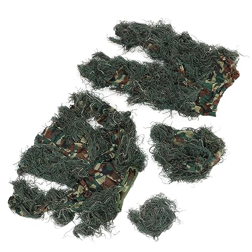 Ghillie Suit, 5 Em 1 Green Camo Ternos Inclui Jaqueta Calças Capuz Saco de Transporte Fitas Camuflad