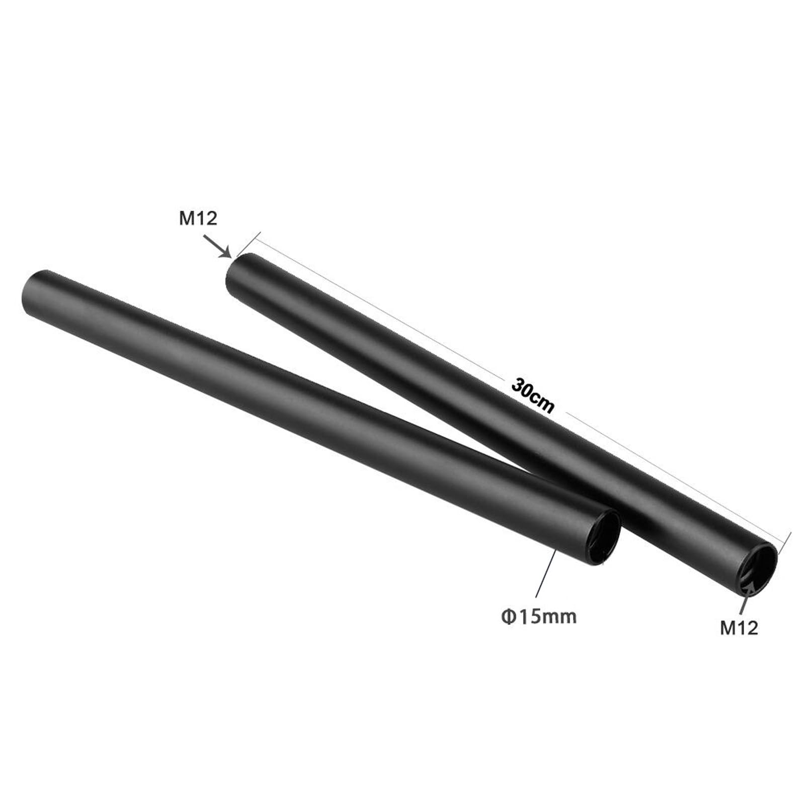 1 paio di aste fotografiche in alluminio da 15 mm x 30 cm per l'uso in montaggio fotocamera e adattatori treppiedi per luce