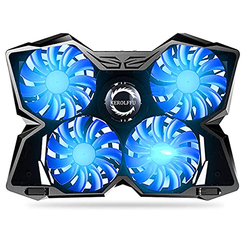KEROLFFU-Laptop-Cooling-Pad-17-156-15-14-13-Inch-Heavy-Notebook-Cooler-Blue-LED-Lights-2-USB-Ports-Switch-for-FansLight2-Buttons-Dimmable-Speed