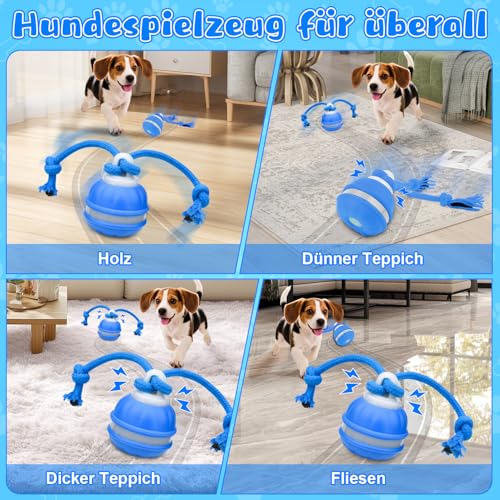 Interaktives Hundespielzeug, Interaktiver Spielball für Hunde, Interaktiver Spielball, Hundeball Elektrisch Ball mit Schwanz 3 Kauschnüren,Intelligente Hundespielzeug Ball für Kleine Hunde Welpen