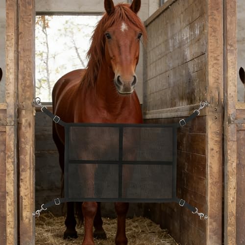 Kabahorze Stall Guard for Horse 27x19 Adjustable Nylon Horses Stall Guard with Straps & Snaps | Easy to Install in Stable and Barn