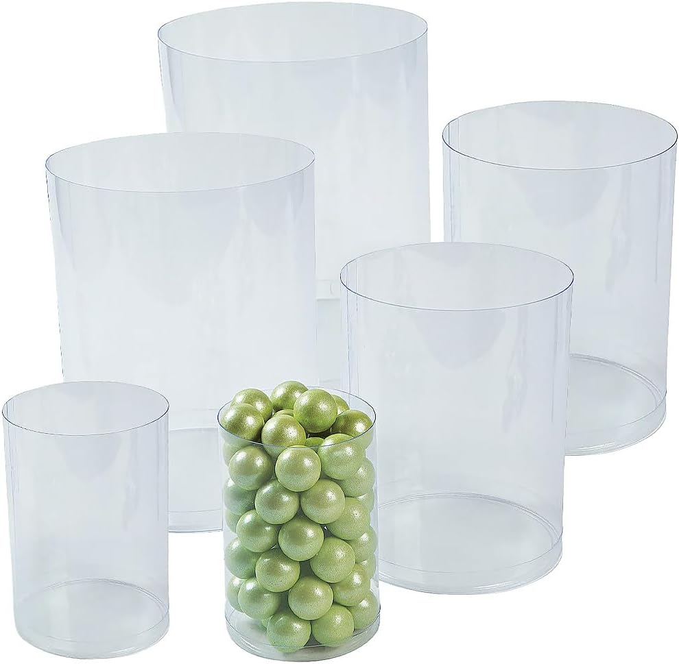 Fun Express Clear Plastic Cylinders (set of 6 in 3 sizes) Great for Wedding, Party Supplies, Containers & Boxes
