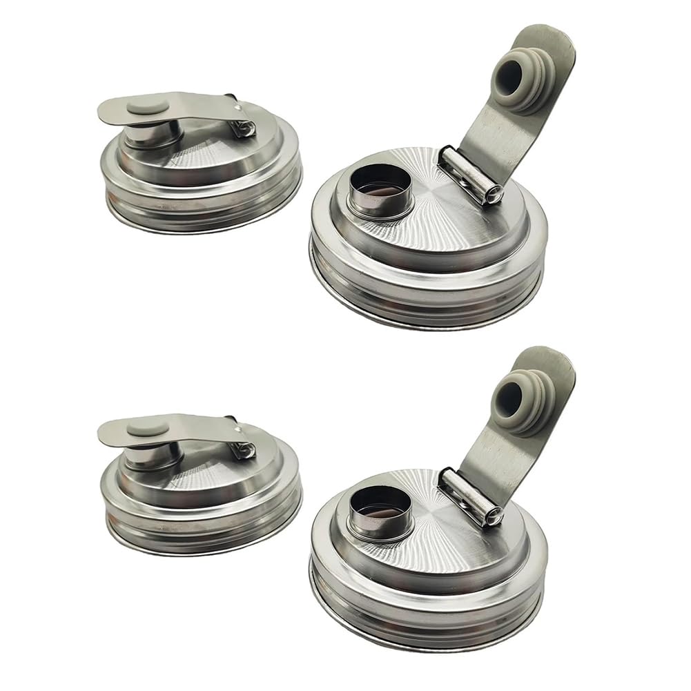 CTRLZS Stainless Steel Wide Mouth Jar Flip Prouting Spout Lids with Handle, for Home Brewing Fermenting Drinks Airtight