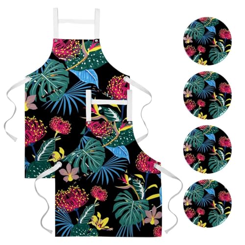 Tablier de cuisine pour pâtisserie et nettoyage de la maison au motif tropical