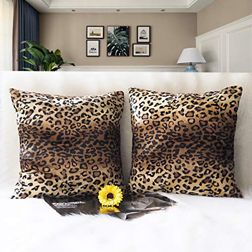 Carrie Home XLEOPARD1818-2A Soft Plush Leopard Print Faux Fur Decorative Throw Pillow Covers thumb #6