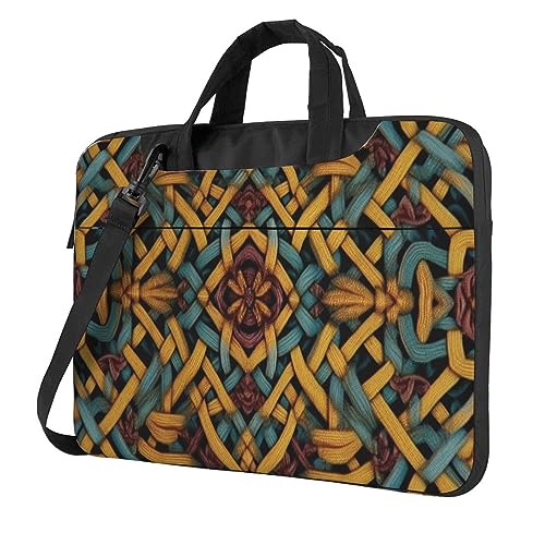 Sac ordinateur portable motif tissé à grande capacité et bandoulière réglable