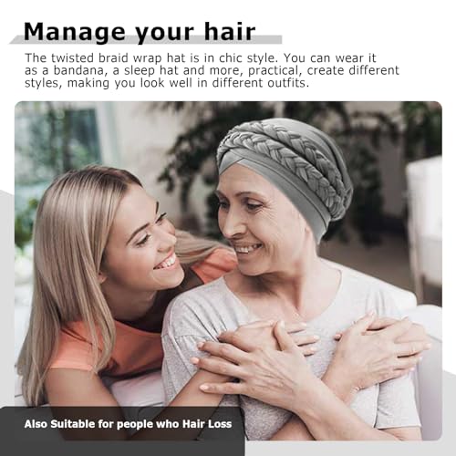 Image of DRESHOW African Women Turban Caps Beanie Twist Headscarf Pre-Tied Double Twisted Braid Hair Cover Wrap Hat Chemo Cancer Cap