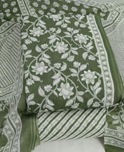 Image of DRAVINAM Trends Women's Premium Cambric Cotton Jaipuri Printed Unstitched Salwar Suit Dress Material with Mulmul Cotton Dupatta