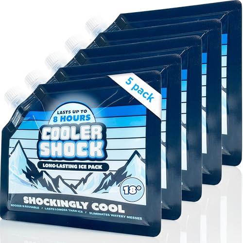 Cooler Shock Reusable Ice Packs for Coolers - 5 Ice Packs for Lunch Bags...