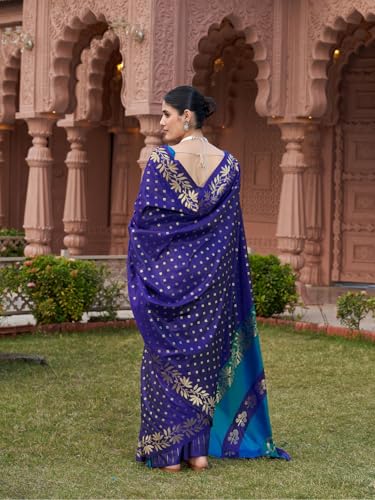 Image of SWORNOF Women's Silk Kanjivaram Kanchipuram Saree With Blouse Piece