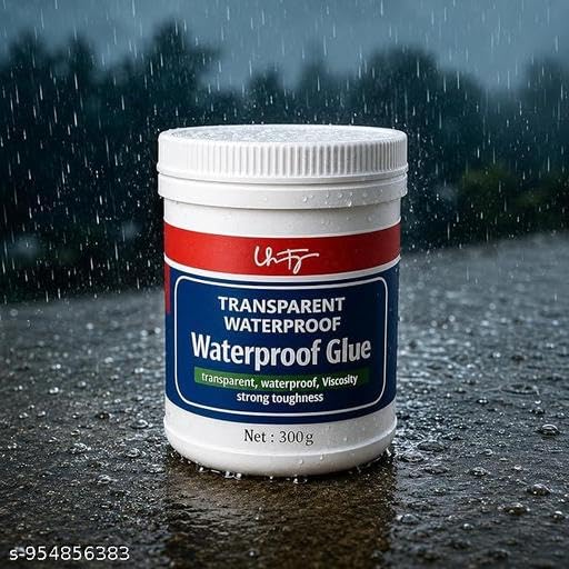 Image of Crack Seal Glue - 300gm with Brush Transparent Waterproof Glue for Roof Leakage Crack Seal Agent Roof Water Leakage Solution Water Proof Glue, Waterproofing for Pipe Wall Tiles - 300gm KT 151