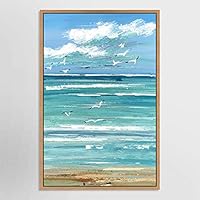 SIGNWIN Framed Canvas Wall Art Sunrise on Ocean Canvas Prints Home Artwork Decoration for Living Room,Bedroom - 16