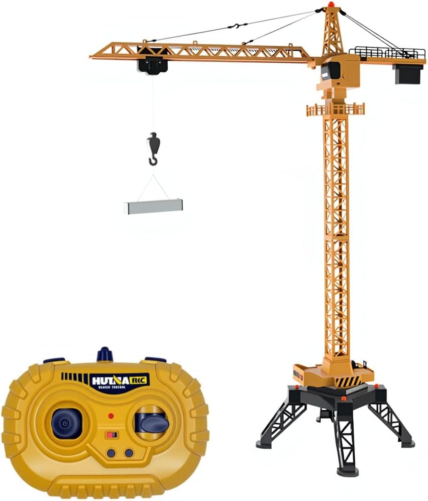 Ailejia 12 Channel Remote Control Crane Toy, 2.4GHz RC Tower Crane 360° Rotation Lift Construction Vehicles Truck Vehicle for Kids