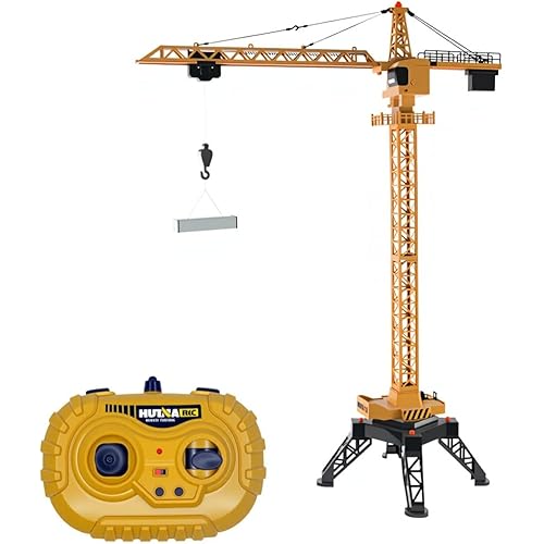Ailejia 12 Channel Remote Control Crane Toy, 2.4GHz RC Tower Crane 360° Rotation Lift Construction Vehicles Truck Vehicle for Kids