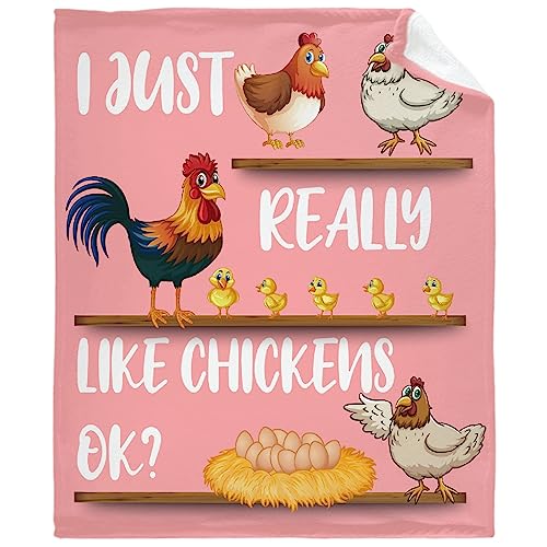 ZOCHOTEN I Just Really Like Chickens,Ok? Flannel Throw Blanket Soft Comfortable Easy to Carry for Couch Office Outdoor Travel Suitable for All Seasons 50"x60"for Teens