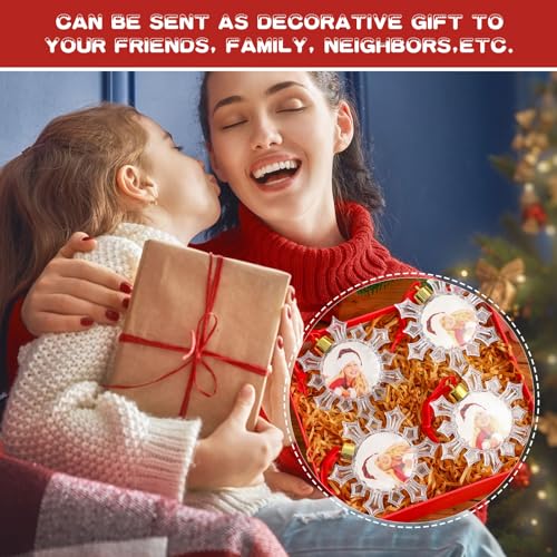 Skylety 36 Pcs Photo Ornament Ball Christmas 3.54" Clear Plastic Hanging Photo Frame Ornament Family Picture Baubles for Christmas Tree Valentine Gift Decoration (Snowflake) by Skylety - Image 4
