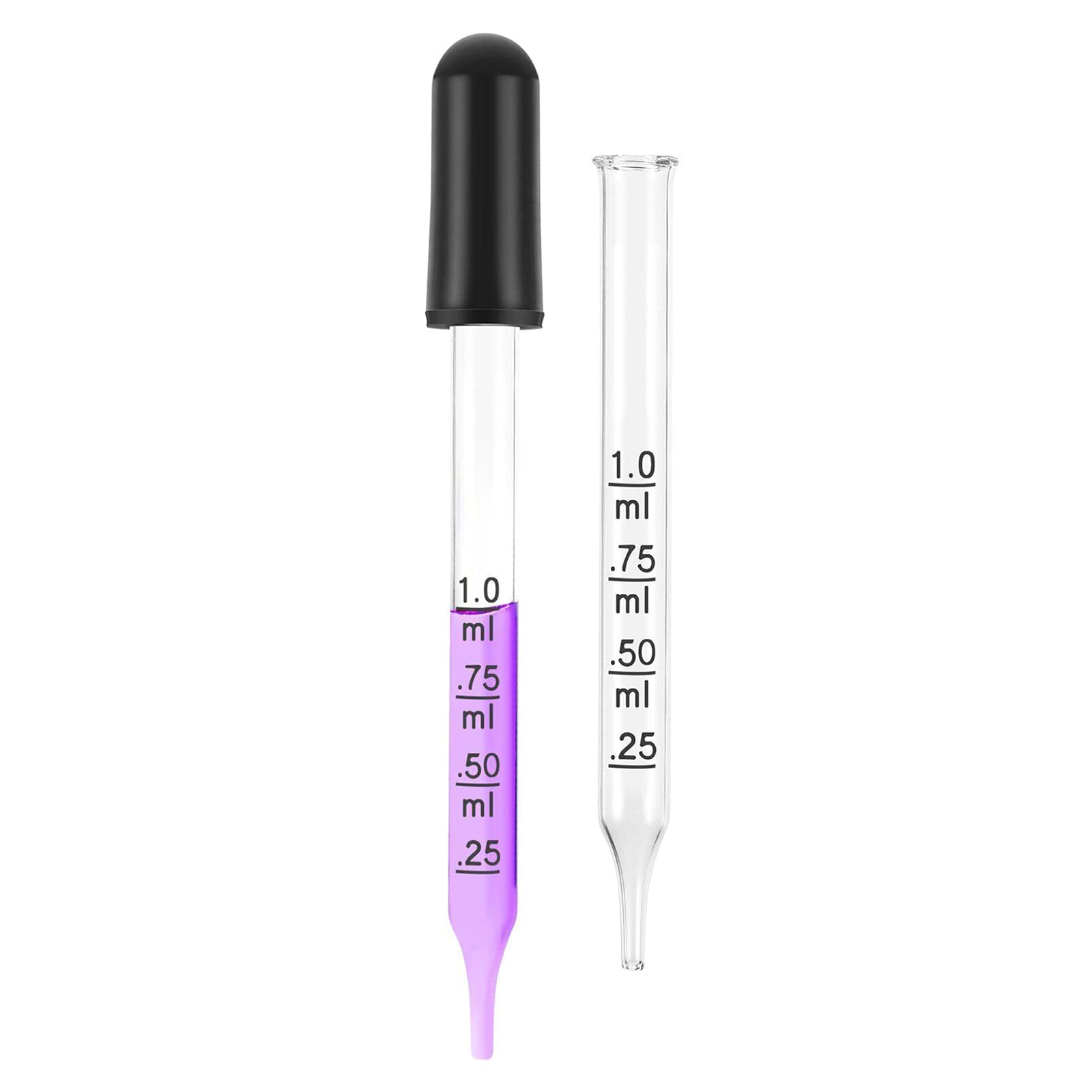 Pipettes en verre de 1 ml pour huiles essentielles - Pointe droite oblique - Pipettes de démoulage - Mesure précise