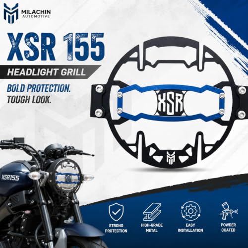 Image of Headlight Protector Grill for XSR 155, Rust-Resistant, Easy Installation, Headlight Guard Jaali Grey Batch with Branded Design Suitable For XSR 155. (Blue)