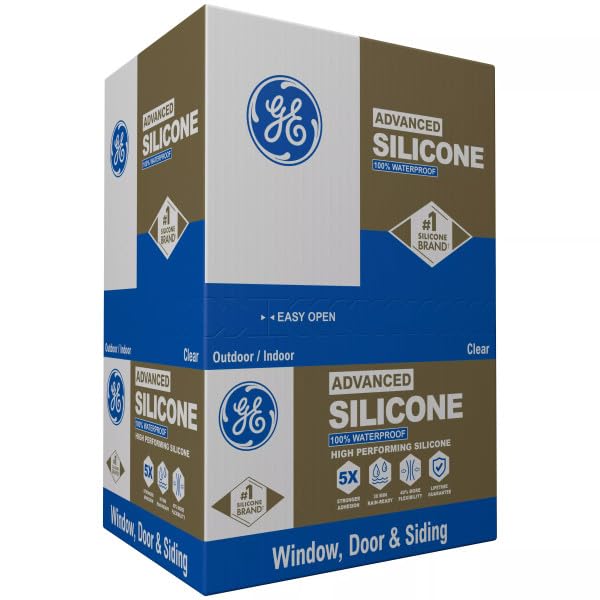 GE Advanced Silicone Caulk for Window & Door, Clear, 10 fl oz Cartridge, 12 Pack - 100% Waterproof Silicone Sealant, 5X Stronger Adhesion, Shrink & Crack Proof by GE - Image 3