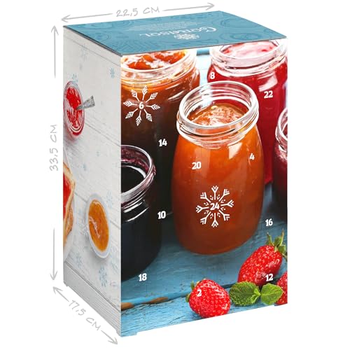 Corasol Premium Frühstück-Adventskalender mit Marmeladen & Konfitüren, Fruchtaufstriche im Glas (720 g)