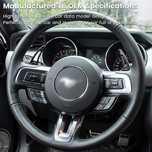 Image of Steering Wheel Shift Paddle Extended Shifter Trim Cover for Ford Mustang 2015 2016 2017 2018 2019 2020 2021 2022 2023 Interior Decoration Accessories Aluminum Alloy (Black 2PCS)