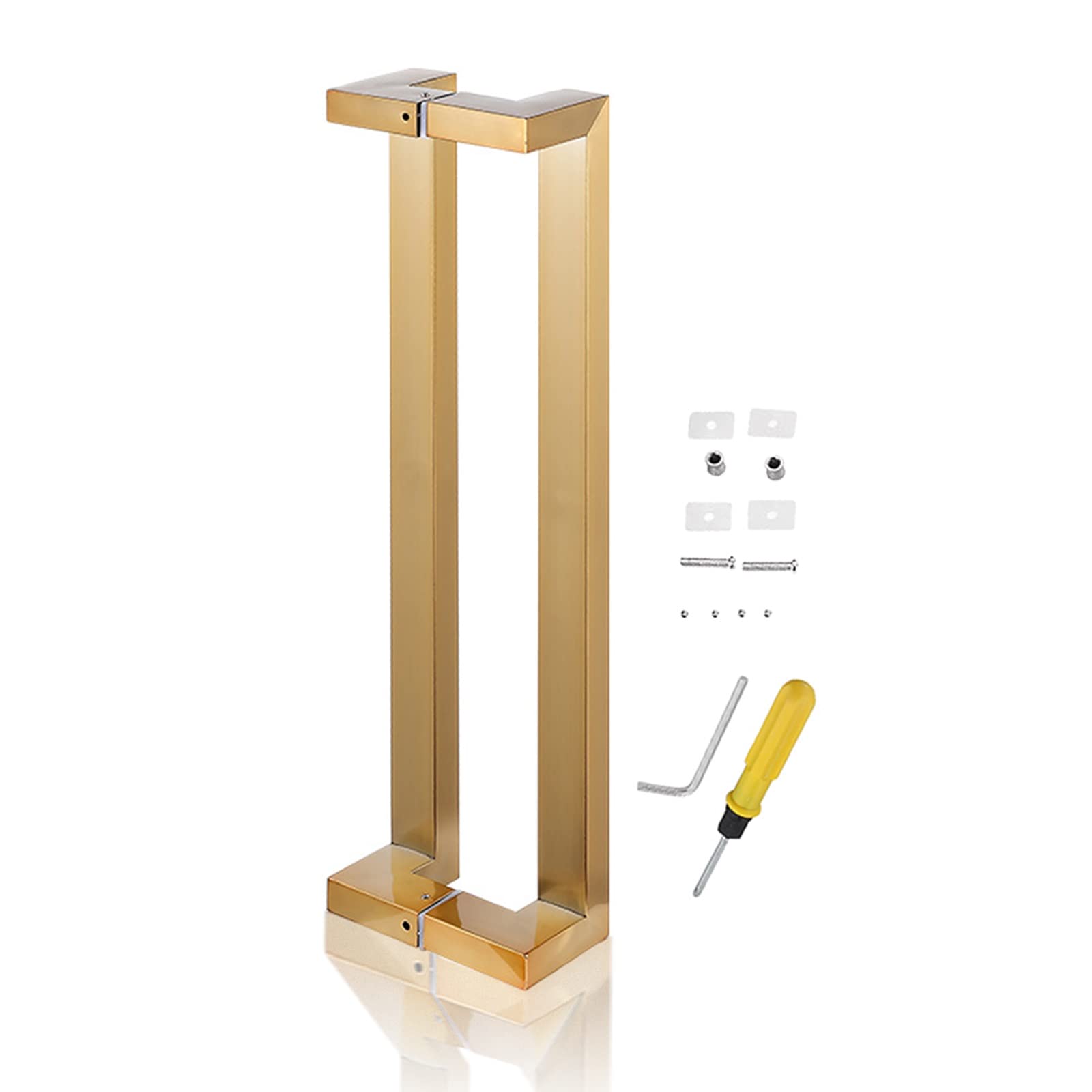 Door Handle Sliding Barn Door Shower Door Push Pull Door Handles Gold, Indoor Outdoor Door Pulls Brushed Nickel for Bifold Doors/Sliding Barn Door/Shower Gate, Modern Woo,Gold-Length 150cm(59inch)